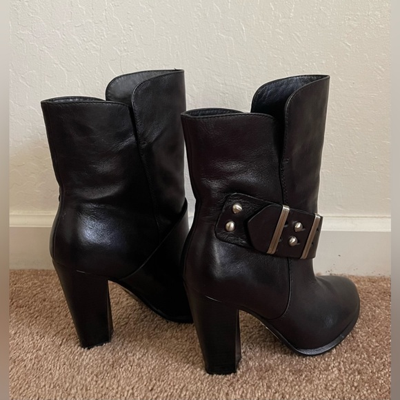 Saks Fifth Avenue Black Boot Heels - Picture 4 of 5